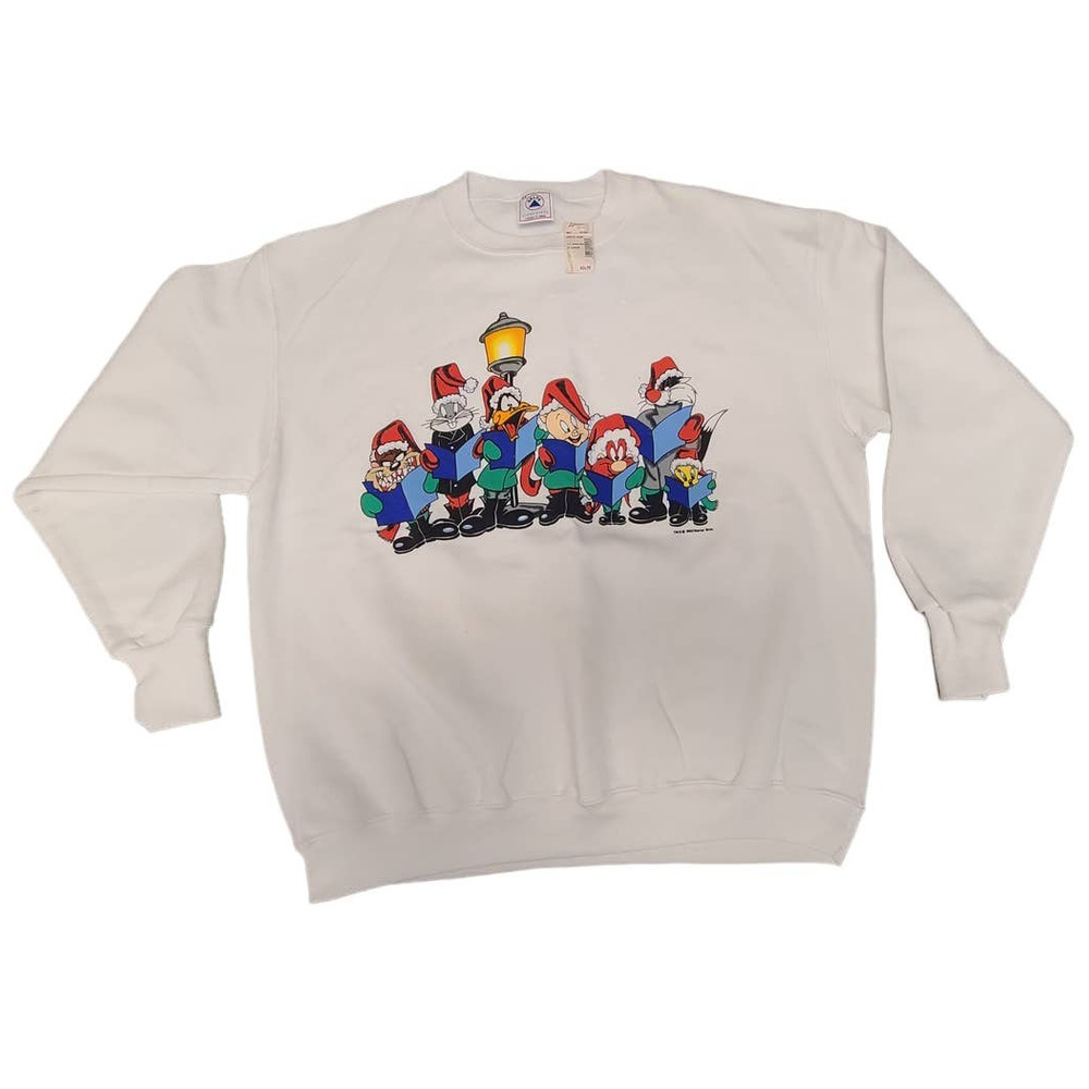 Vintage 90s USA Looney Tunes Christmas Sweatshirt Warner Bros 1993 Unisex XL NEW